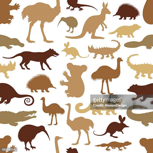 australian animal pattern - ostrich stock illustrations