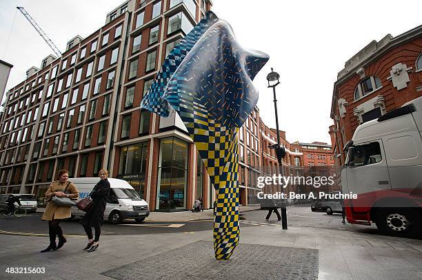 The new 'Wind Sculpture' of artist Yinka Shonibare MBE is seen on Howick Place on April 7, 2014 in London, England.