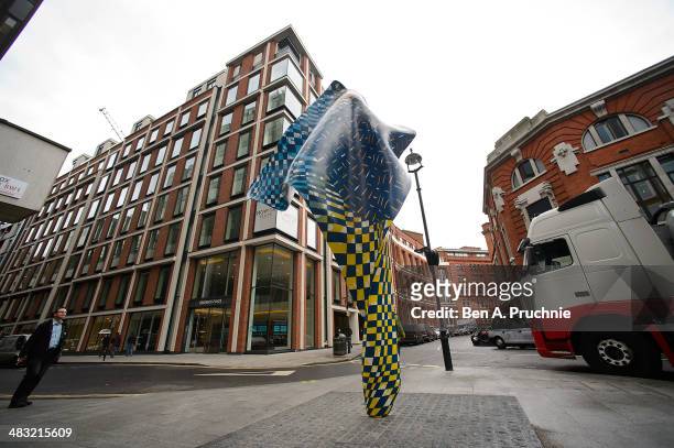 The new 'Wind Sculpture' of artist Yinka Shonibare MBE is seen on Howick Place on April 7, 2014 in London, England.