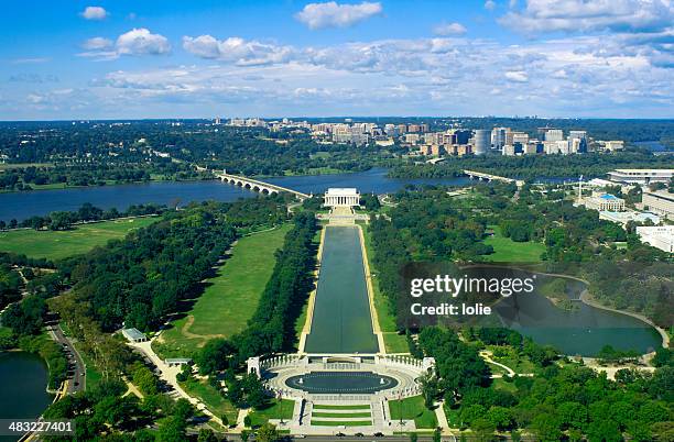 high angle onto washington dc - the mall stock pictures, royalty-free photos & images