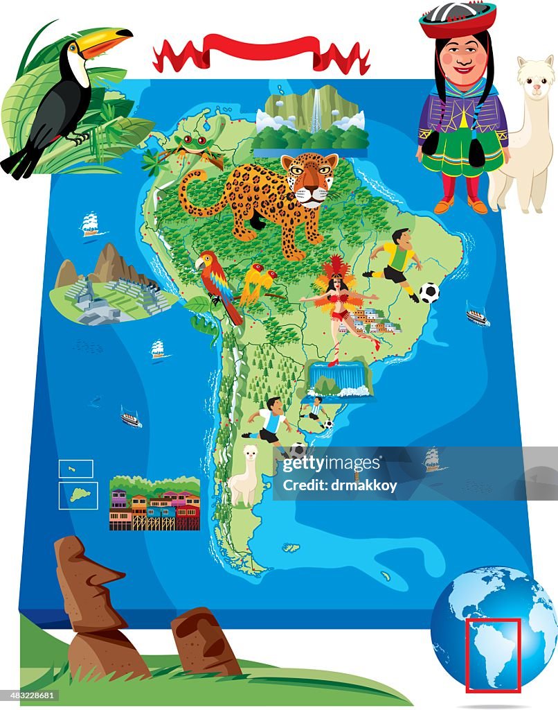 South America Cartoon Map High-Res Vector Graphic - Getty Images