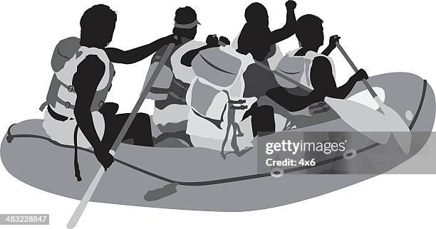 rafting trip - whitewater rafting stock illustrations