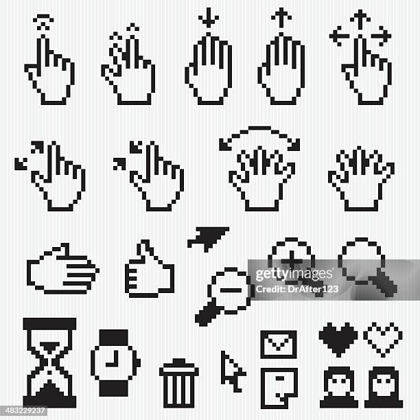 pixel cursor other elements collection - pixels stock illustrations