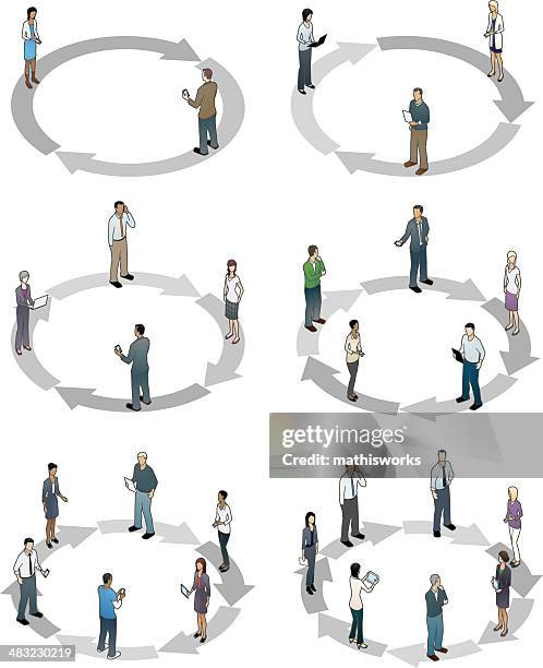 ilustraciones, imágenes clip art, dibujos animados e iconos de stock de ciclo de diagramas con personas - resumen latinoamericano