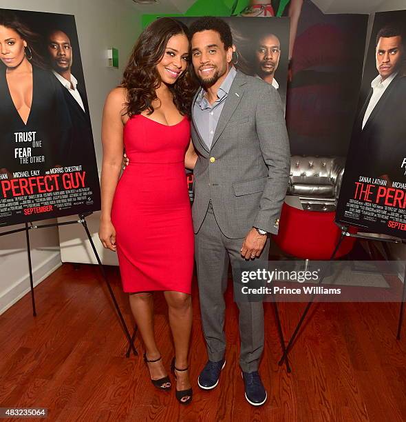 Sanaa Lathan and Michael Ealy attend "THE PERFECT GUY" Press Dinner at Time Restaurant on August 6, 2015 in Atlanta, Georgia.