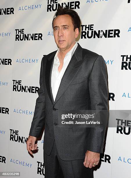 Actor Nicolas Cage attends a screening of "The Runner" at TCL Chinese 6 Theatres on August 5, 2015 in Hollywood, California.