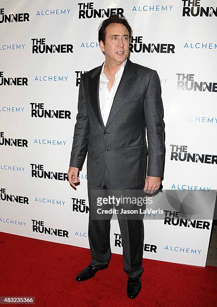 Actor Nicolas Cage attends a screening of "The Runner" at TCL Chinese 6 Theatres on August 5, 2015 in Hollywood, California.