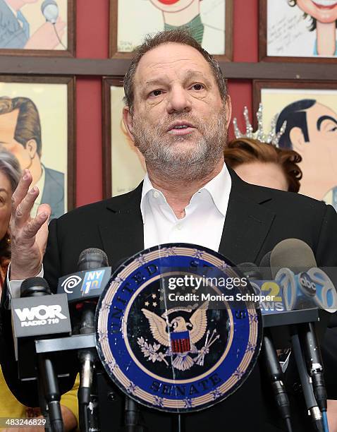 Producer Harvey Weinstein attends U.S. Senator Charles E. Schumer announces his campaign to give Broadway and live theater productions a major tax...