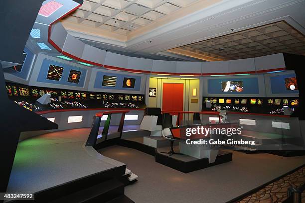 Life-size replica of the bridge from the USS Enterprise from the "Star Trek" television franchise is displayed during the 14th annual official Star...