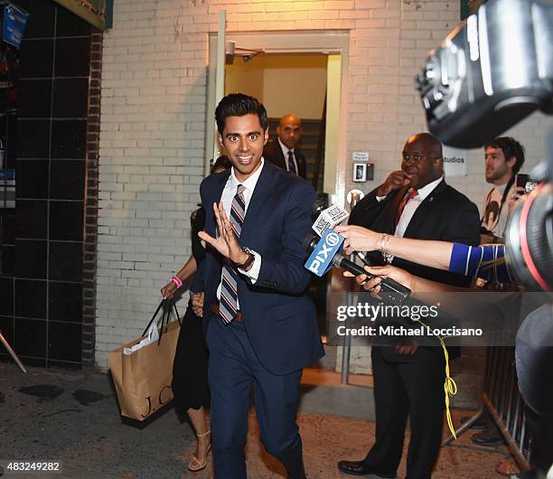 Personality Hasan Minhaj exits following the final taping of "The Daily Show With Jon Stewart" on August 6, 2015 in New York City.