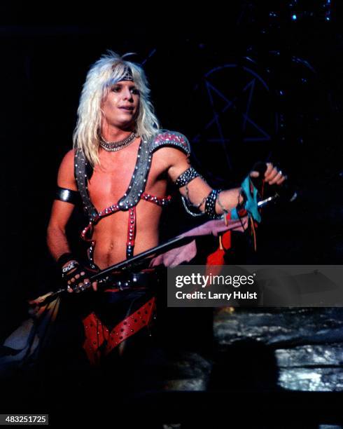 Vince Neil performing with "Motley Crue" at Warfield Theater in San Francisco, California on April 24, 1981.