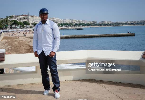 Curtis "50 Cent" Jackson poses during the photocall of 'Power' at MIPTV 2014 at Hotel Majestic on April 7, 2014 in Cannes, France.