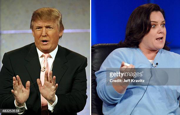 In this composite image a comparison has been made between Donald Trump and Rosie O'Donnell PASADENA, CALIFORNIA Rosie O'Donnell during 2006 TCA HBO...