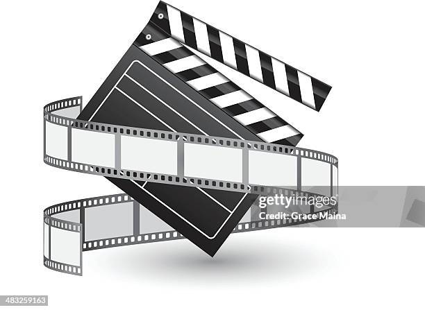 ilustraciones, imágenes clip art, dibujos animados e iconos de stock de carrete de película y clapper-vector - film slate