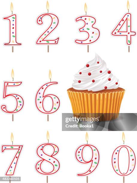 birthday cupcake - 7th birthday stock illustrations