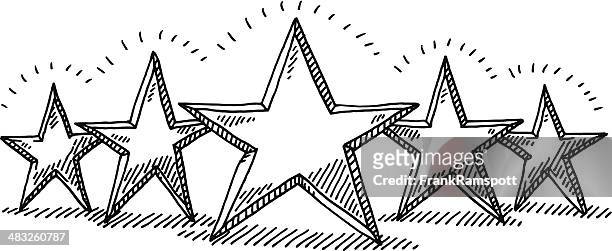 five star rating drawing - win prize clipart stock illustrations