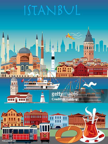 istanbul poster - blue mosque stock illustrations
