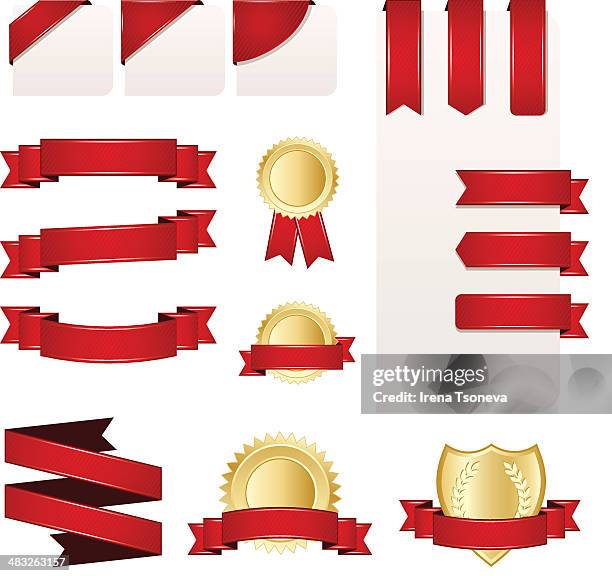 ribbon, banner and label set - parchment scroll stock illustrations