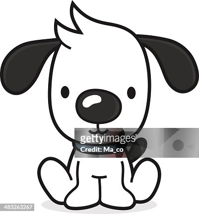 Niños De Dibujos Animados De Perro Sentado En El Suelo Ilustración de stock  - Getty Images