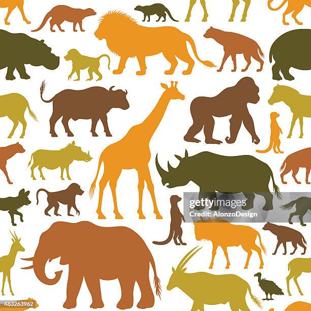 illustrazioni stock, clip art, cartoni animati e icone di tendenza di animali africani motivo - animale-da-safari