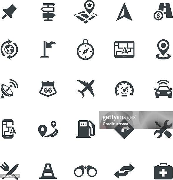 stockillustraties, clipart, cartoons en iconen met web icon set - navigation, transport, map - bus stop