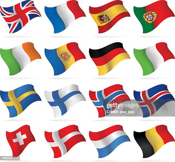 flying flags - western and nothern europe - portugal flag vector stock illustrations