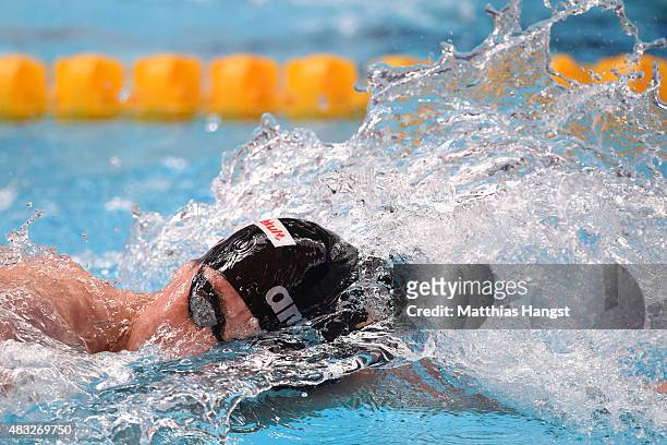 Paul Biedermann of Germany competes in the Men's 4x200m Freestyle Relay heats on day fourteen of the 16th FINA World Championships at the Kazan Arena...
