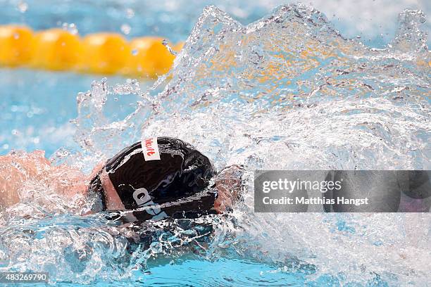 Paul Biedermann of Germany competes in the Men's 4x200m Freestyle Relay heats on day fourteen of the 16th FINA World Championships at the Kazan Arena...