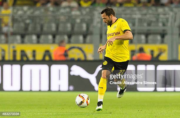 Gonzalo Castro of Borussia Dortmund runs with the ball during the UEFA Europa League: Third Qualifying Round 2nd Leg match between Borussia Dortmund...