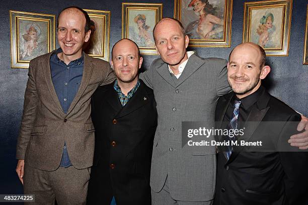 Playwright Jack Thorne, director John Tiffany, author John Ajvide Lindqvist and associate director Steven Hoggett attend the after party following...