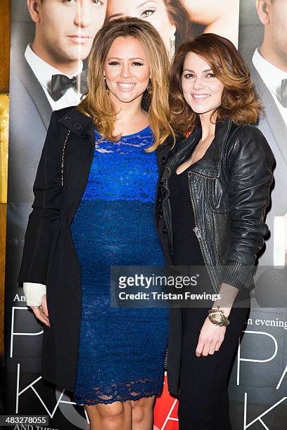 Kimberley Walsh and Kara Tointon attends the VIP preview evening for "Katya & Pasha" at Lyric Theatre on April 7, 2014 in London, England.