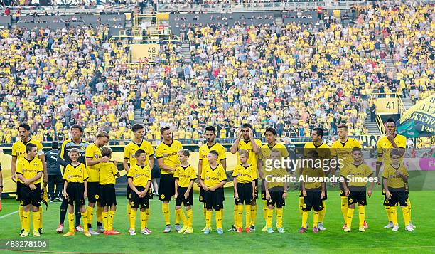 The team of Borussia Dortmund goes on the pitchÊduring the UEFA Europa League: Third Qualifying Round 2nd Leg match between Borussia Dortmund and...