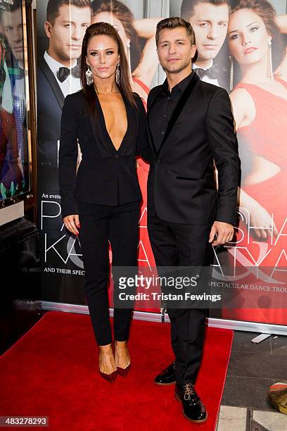 Katya Virshilas and Pasha Kovalev attend the VIP preview evening for "Katya & Pasha" at Lyric Theatre on April 7, 2014 in London, England.