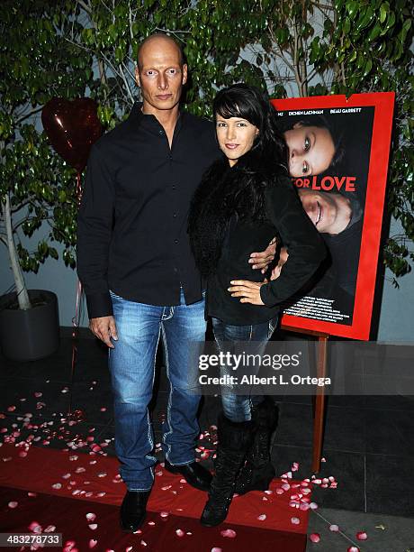 Actor Joseph Gatt and Mercy Malick arrive for the Premiere Of Gravitas Ventures' "Lust For Love" held at the Harmony Gold Theatre on February 1, 2014...