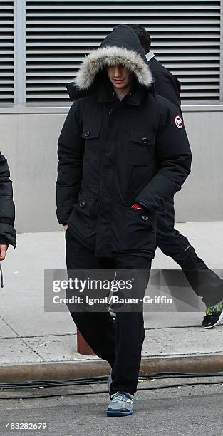 Andrew Garfield is seen filming "The Amazing Spider-Man 2" on February 25, 2013 in New York City.