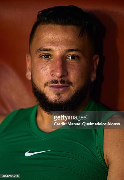 Nabil Ghilas of Levante looks on before a Pre Season Friendly match between Levante UD and Villarreal CF at Ciutat de Valencia Stadium on August 6,...