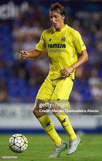 Tomas Pina of Villarreal in action during a Pre Season Friendly match between Levante UD and Villarreal CF at Ciutat de Valencia Stadium on August 6,...
