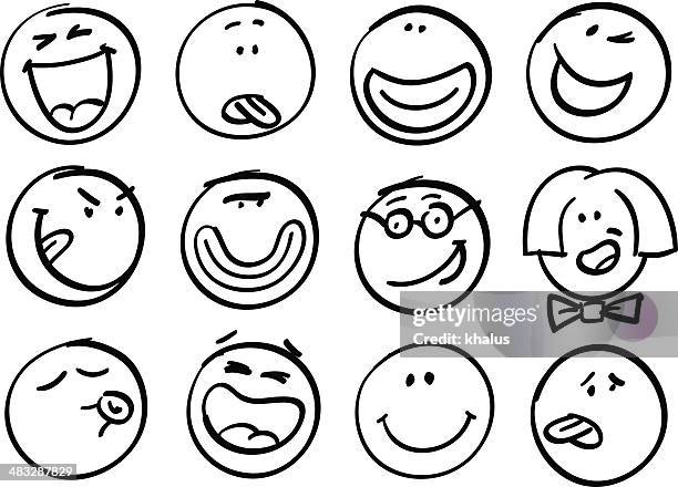 smiley collection - round eyeglasses clip art stock illustrations