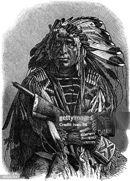 ilustraciones, imágenes clip art, dibujos animados e iconos de stock de dakota jefe - indian costume