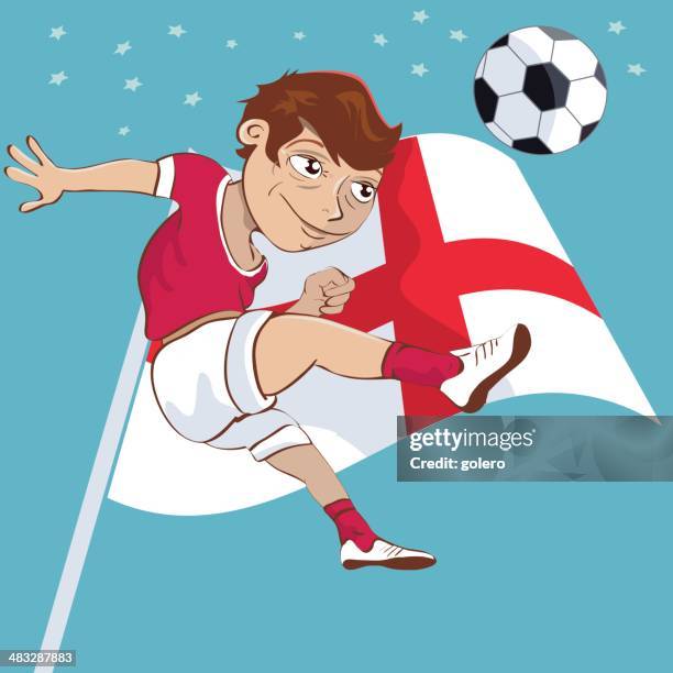 english soccer boy - kicking-soccer-ball-clip-art stock illustrations