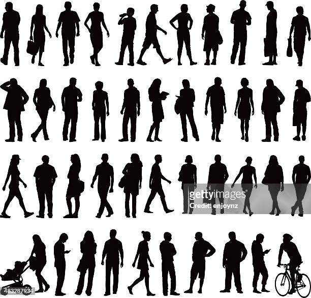 people silhouettes - standing stock illustrations