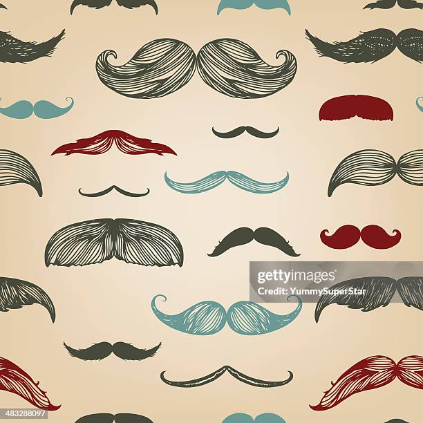 ilustrações, clipart, desenhos animados e ícones de bigode mão desenhada conjunto de sem - moustache