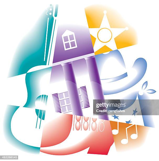 stockillustraties, clipart, cartoons en iconen met nashville music - colonial home