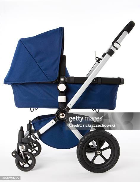 blue baby buggy - carriage stockfoto's en -beelden