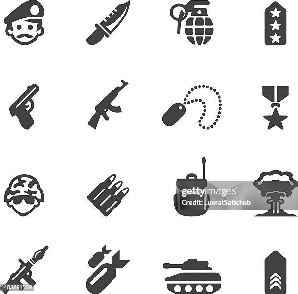 military silhouette icons 1 - ak 47 stock illustrations