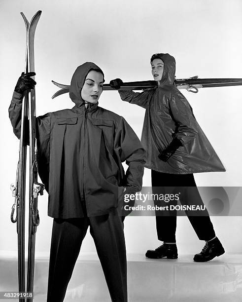 Famous model Bettina during a ski fashion photo shoot on December, 1950.