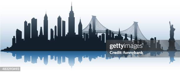 illustrations, cliparts, dessins animés et icônes de silhouette de la ville - pont suspendu