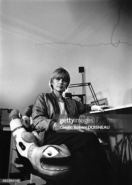 Portrait of French cartoonist Claire Bretecher, 1983.