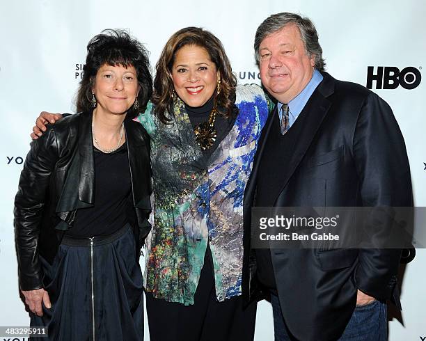 Producer Karen Goodman, actress Anna Deavere Smith and director Kirk Simon attend HBO's YoungArts MasterClass: Anna Deavere Smith Screening At The...