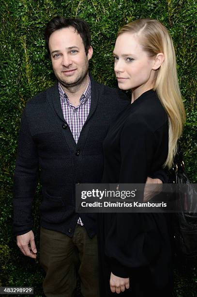 Actor Danny Strong and Caitlin Mehner attend the Vogue & The Cinema Society screening of "Turks and Caicos" at the Crosby Street Hotel on April 7,...